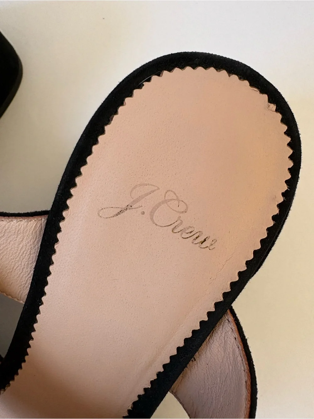 J.Crew Black Penny Mid Heel Slide Sandal Suede 8 Career Academia Preppy Comfy